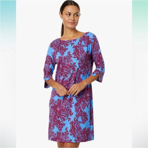 LILLY PULITZER Braedyn UPF 50+ Blue Purple Shellebrity Shift Dress Size Medium
